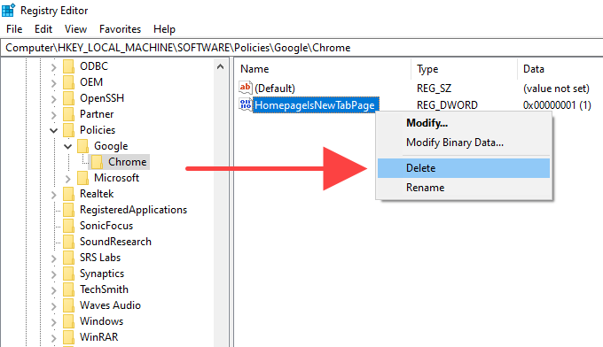 Delete Policies – Registry/Terminal image 2