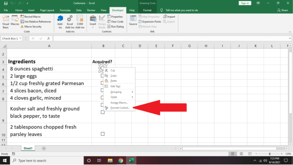 How to Link Cells in an Excel Checklist image 2