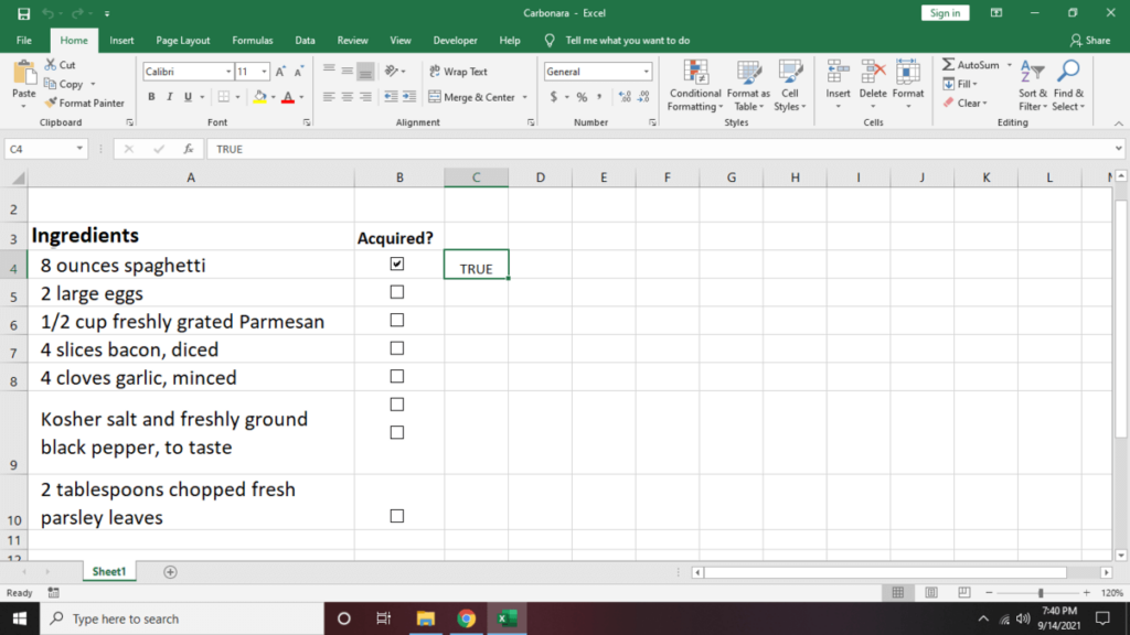 How to Link Cells in an Excel Checklist image 4